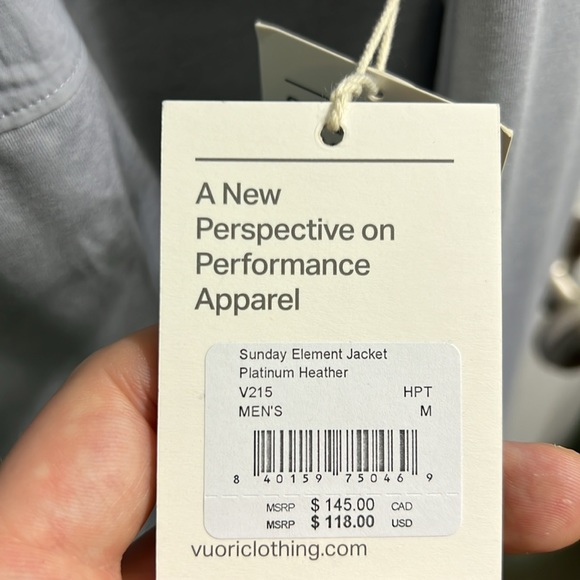 NWT Vuori Sunday Element Jacket - Platinum Heather - men’s medium - Picture 5 of 6